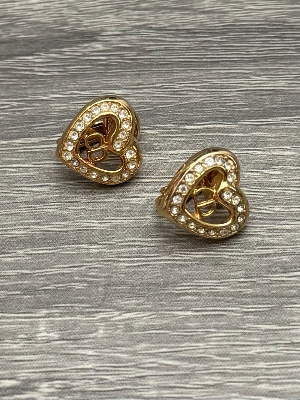 J98 Dior Heart Clip On Earrings CZ